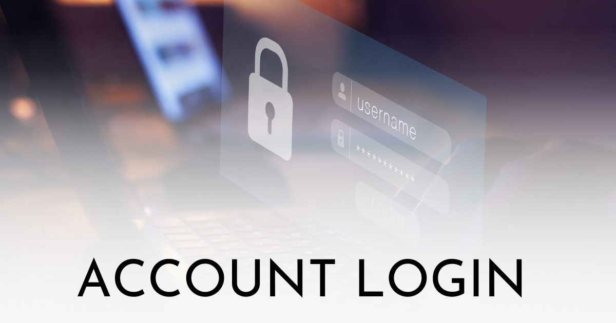 Account login button. Button background is an image of a computer and a screenshot of a secure login page.