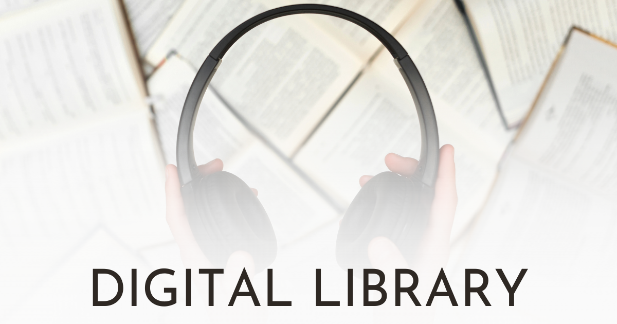 Digital Library Button (Libby and Hoopla) button background is a set of headphones 